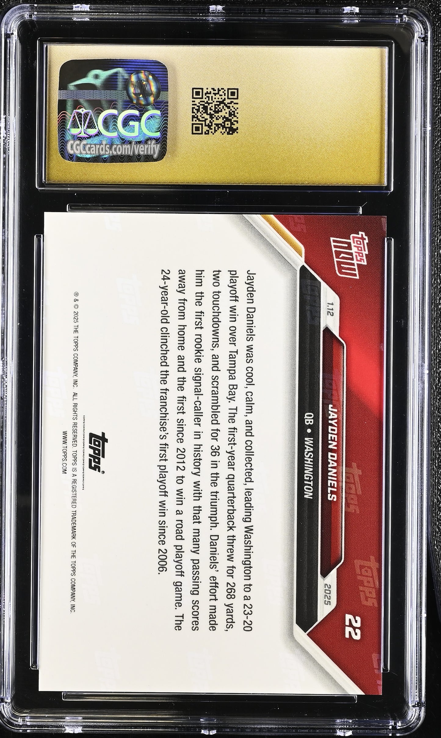 2024 Topps Now Jayden Daniels #22 CGC 10 Pristine Black Label