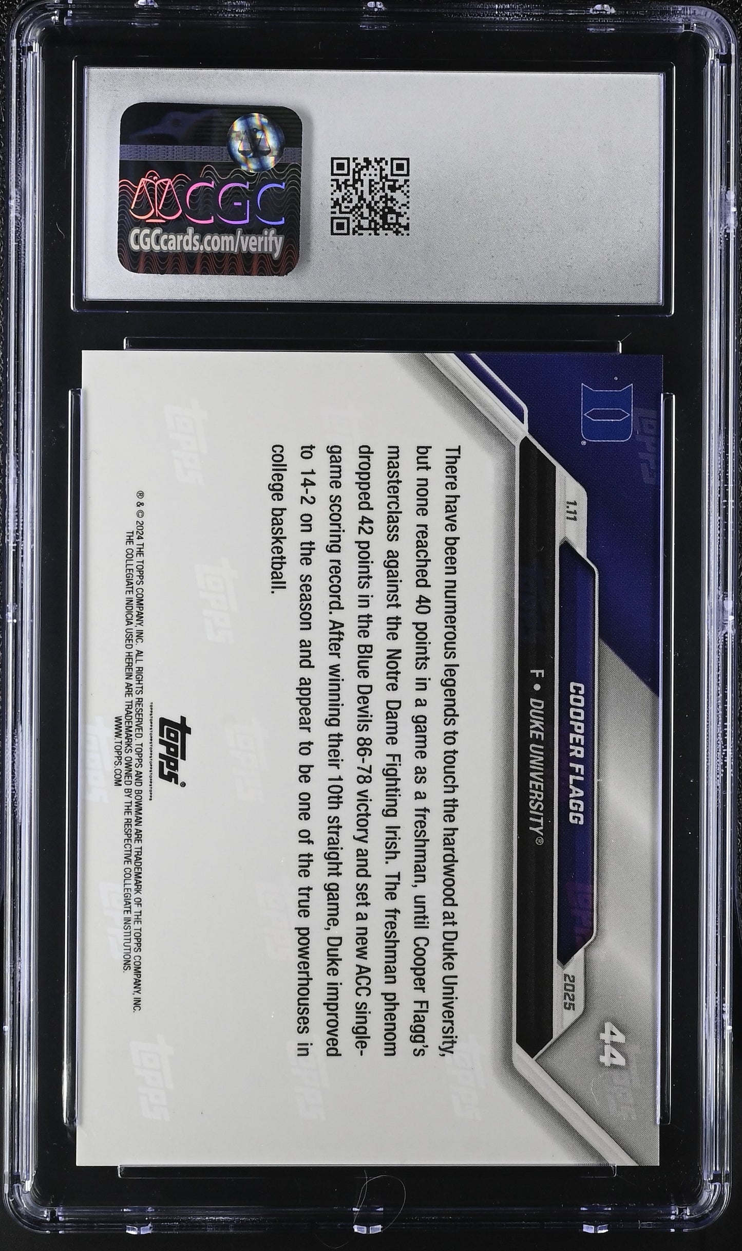 2024-25 Bowman U Now Cooper Flagg #44 CGC 10