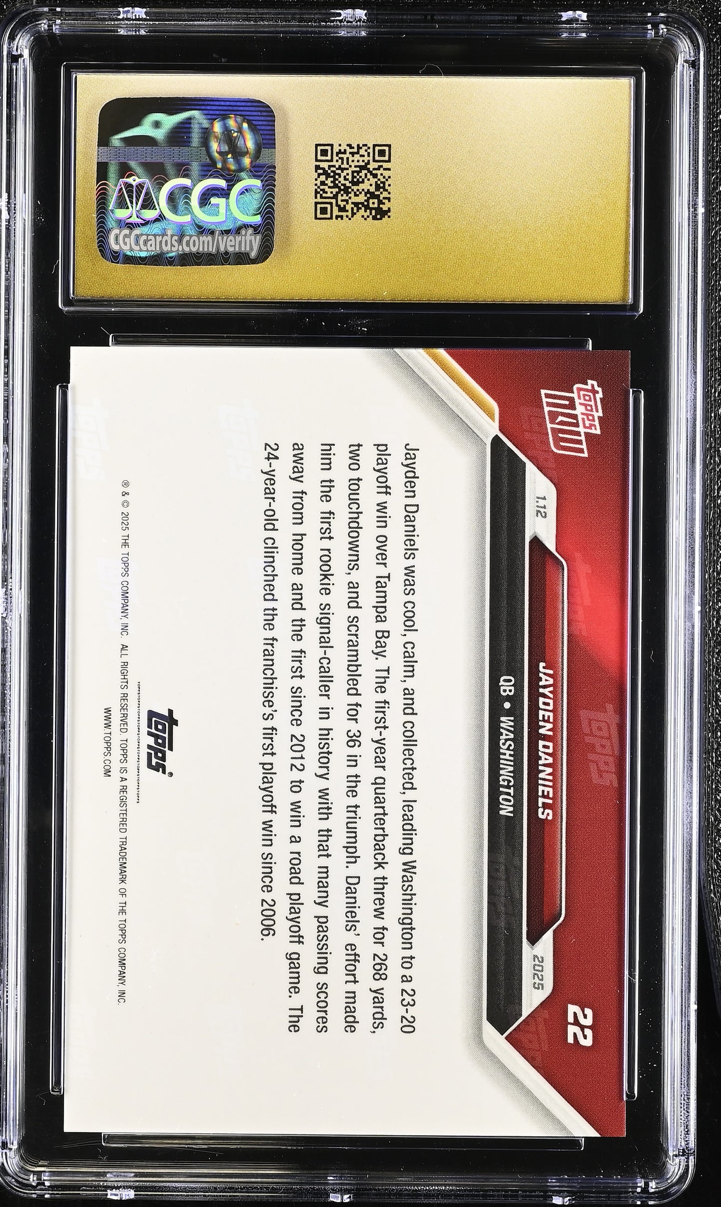 2024 Topps Now Jayden Daniels #22 CGC 10 Pristine Black Label