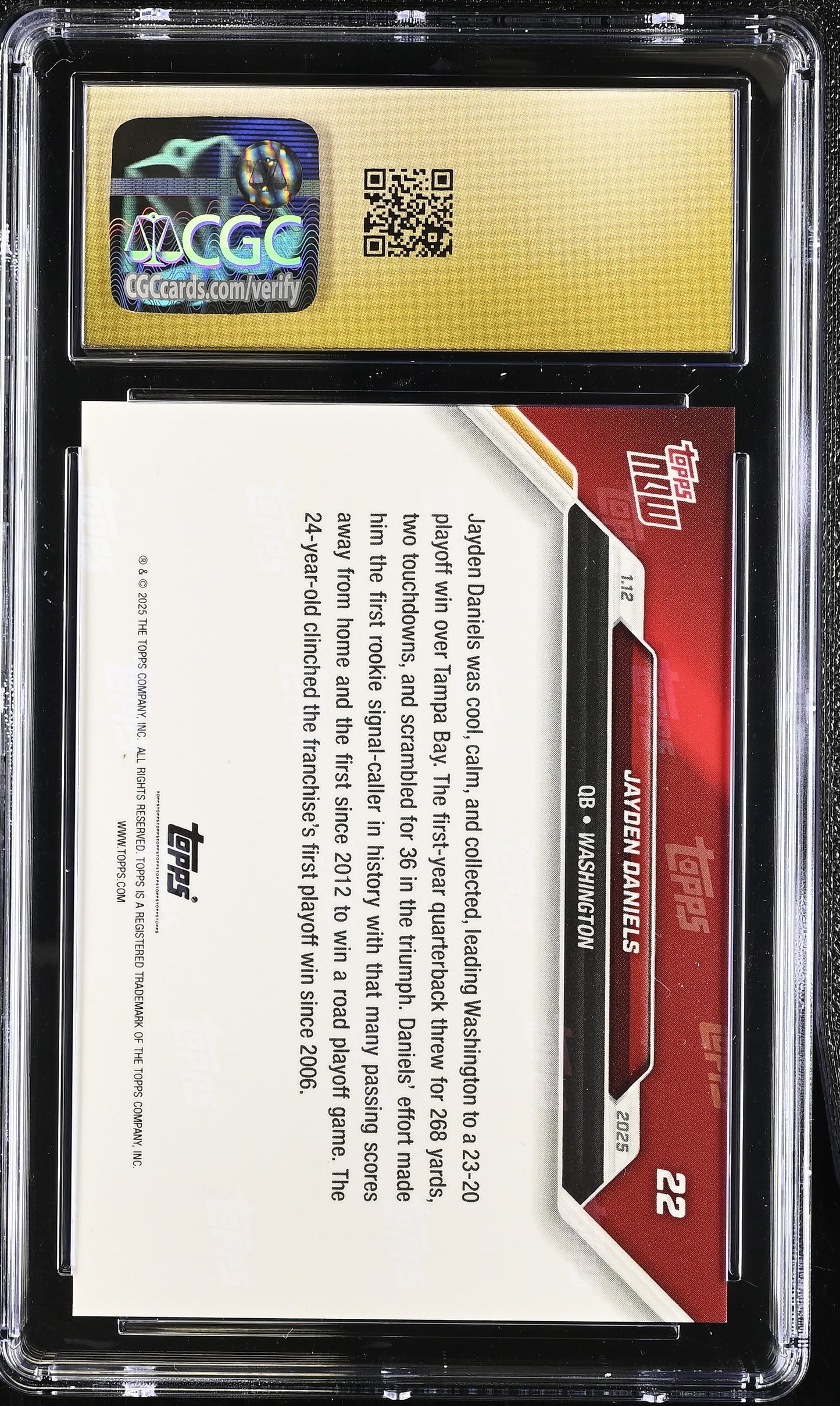 2024 Topps Now Jayden Daniels #22 CGC 10 Pristine Black Label