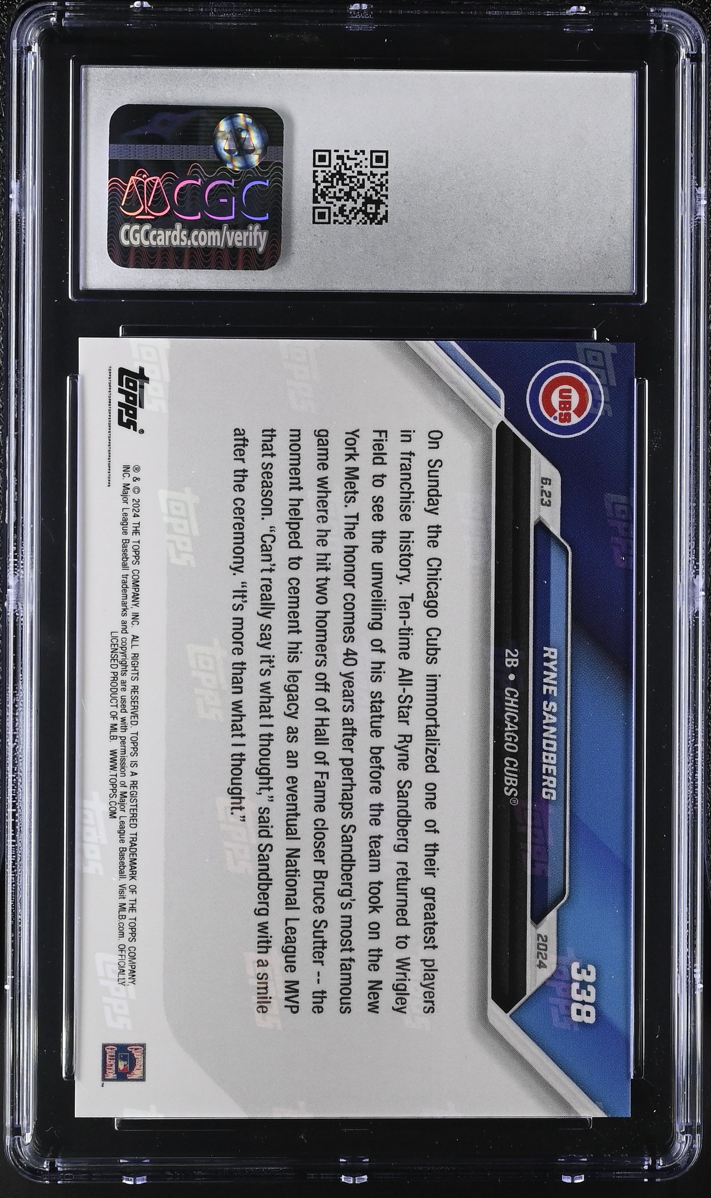 2024 Topps Now Ryne Sandberg #338 CGC 10