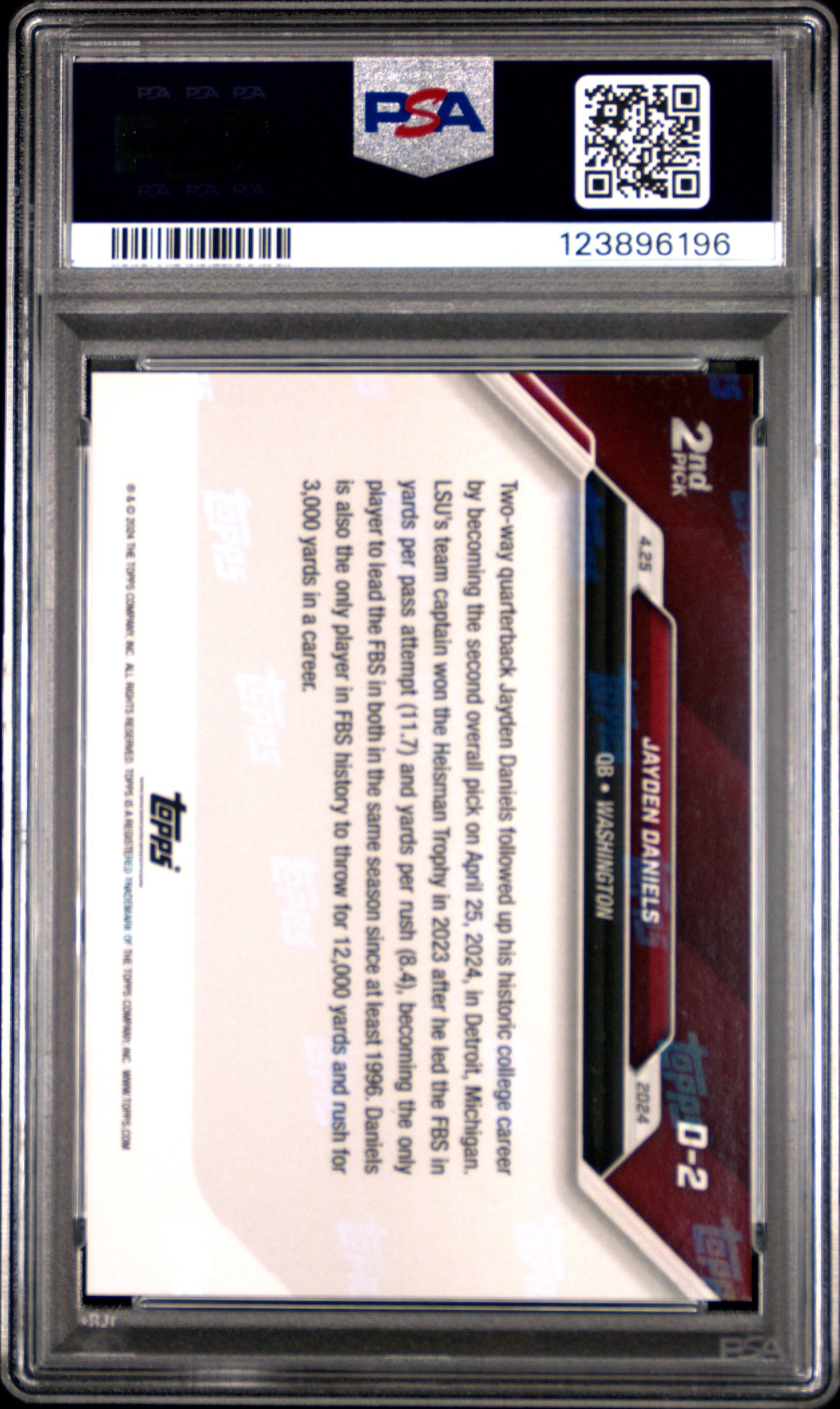 2024 Topps Now Jayden Daniels #D2 PSA 9