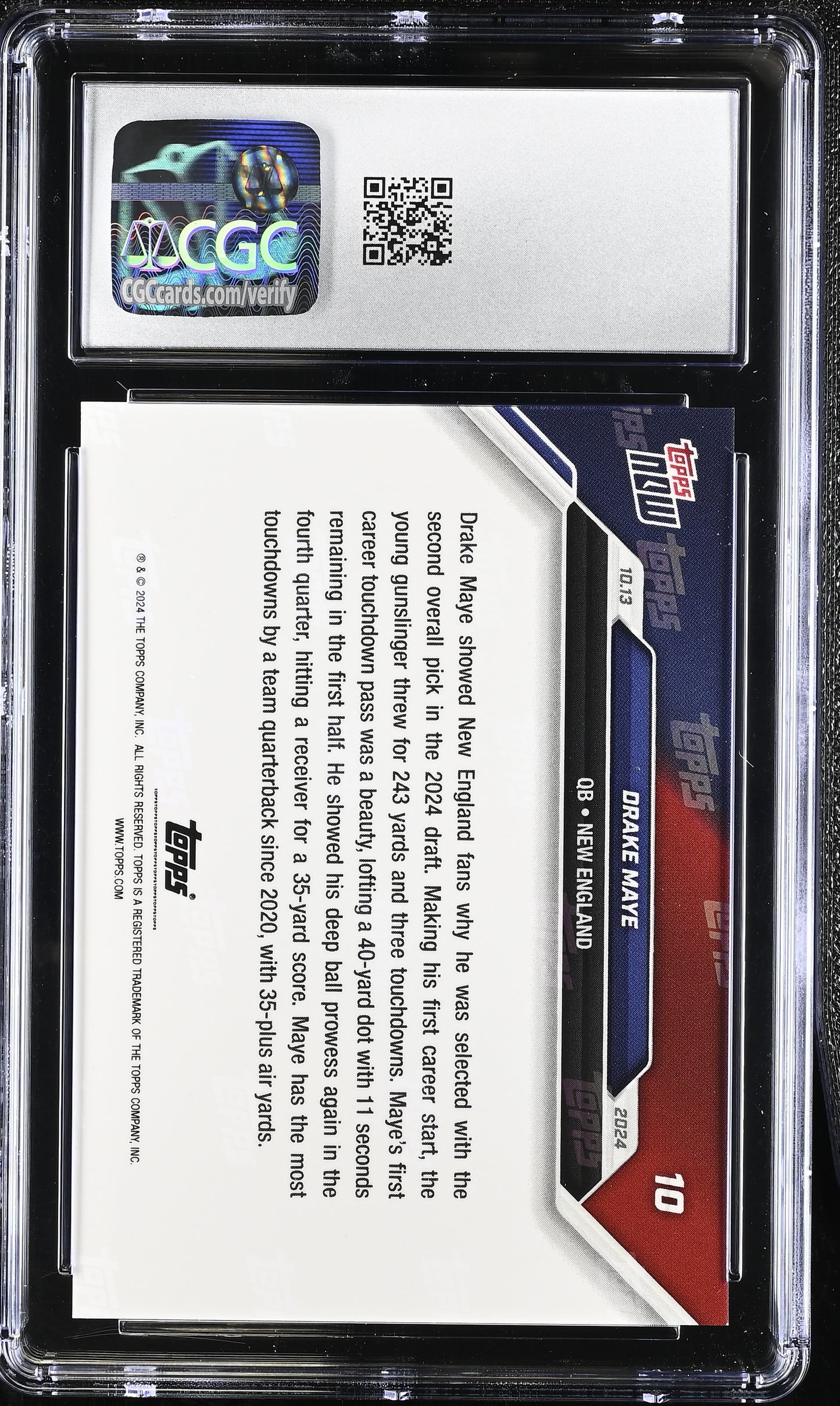 2024 Topps Now Drake Maye #10 CGC 10