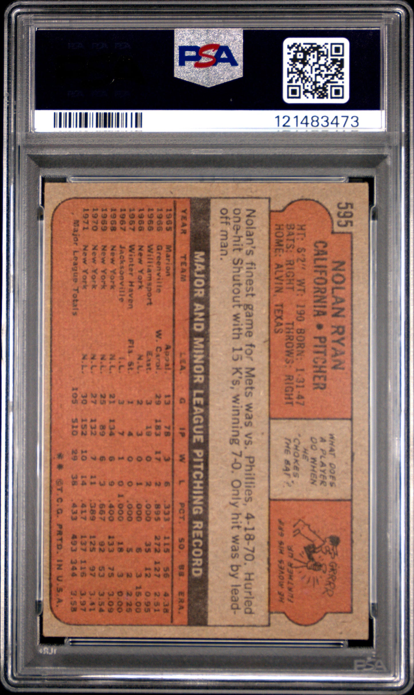 1972 Topps Nolan Ryan #595 PSA 4