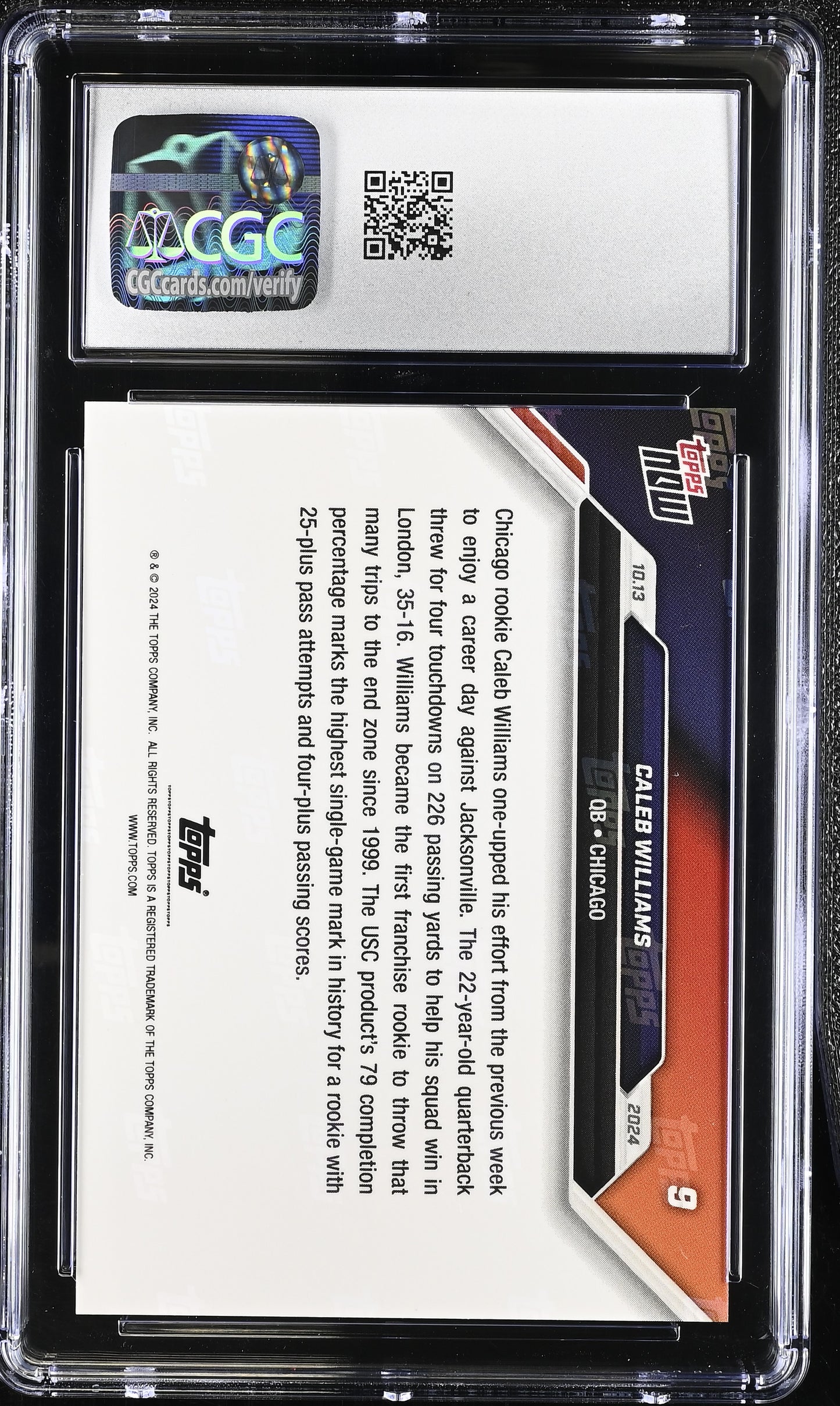 2024 Topps Now Caleb Williams #9 CGC 10