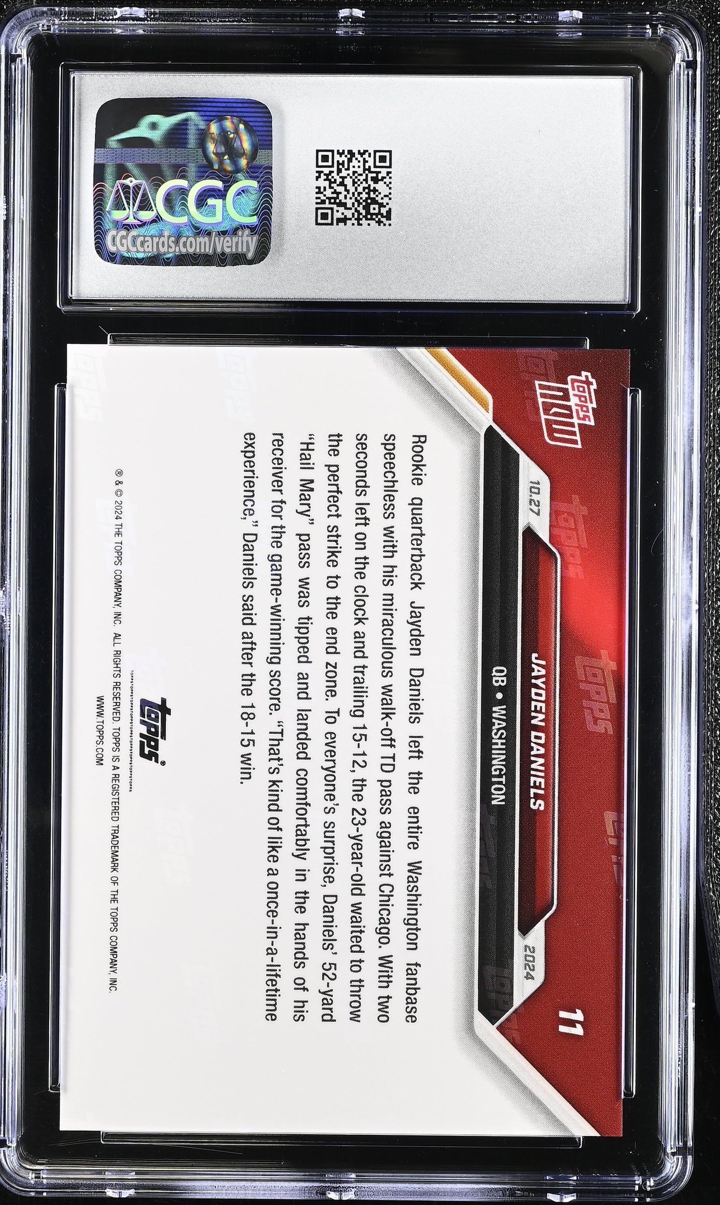 2024 Topps Now Jayden Daniels #11 CGC 9.5