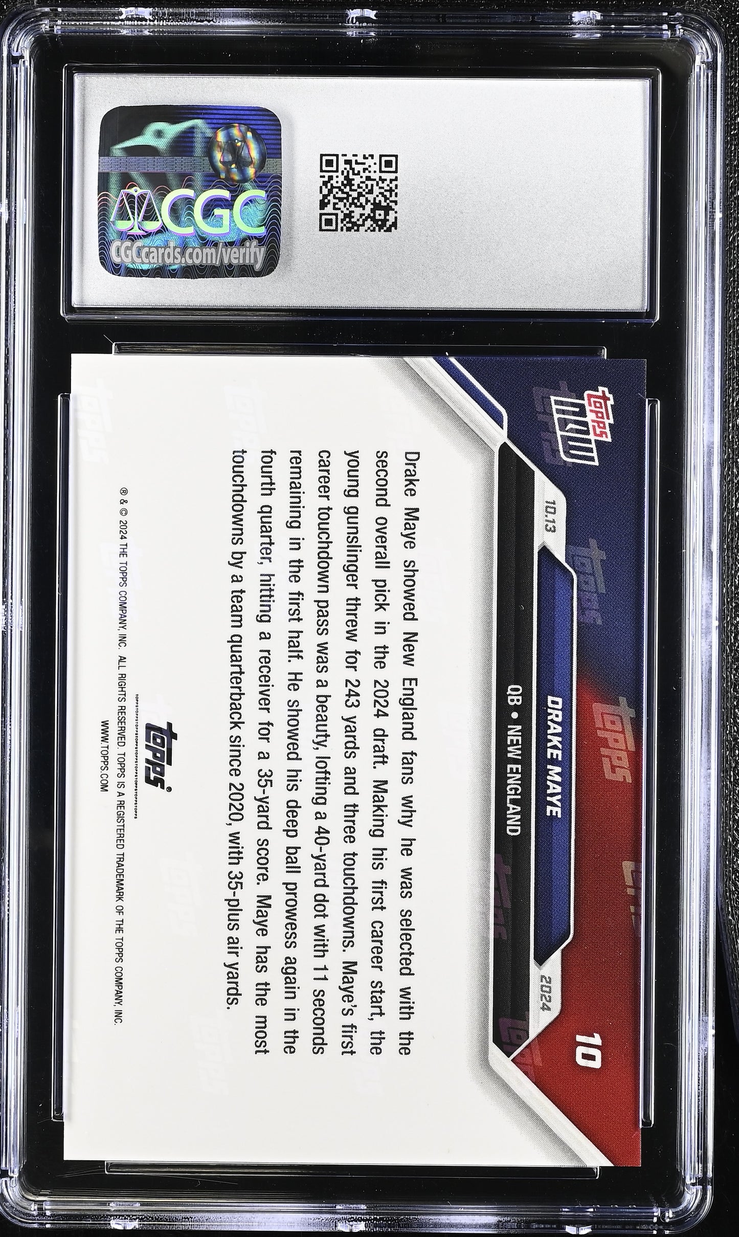 2024 Topps Now Drake Maye #10 CGC 10