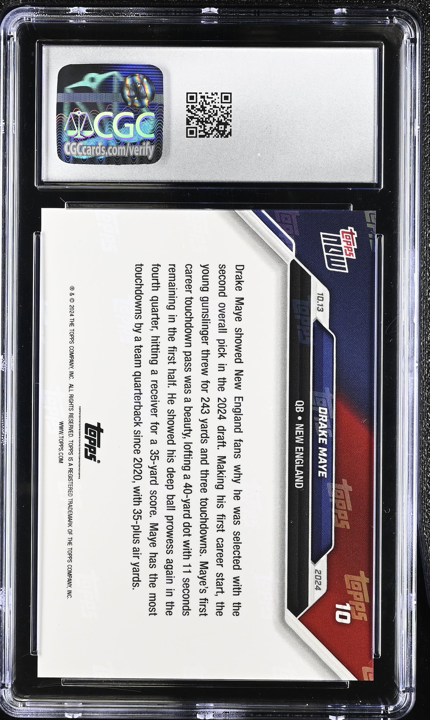 2024 Topps Now Drake Maye #10 CGC 10