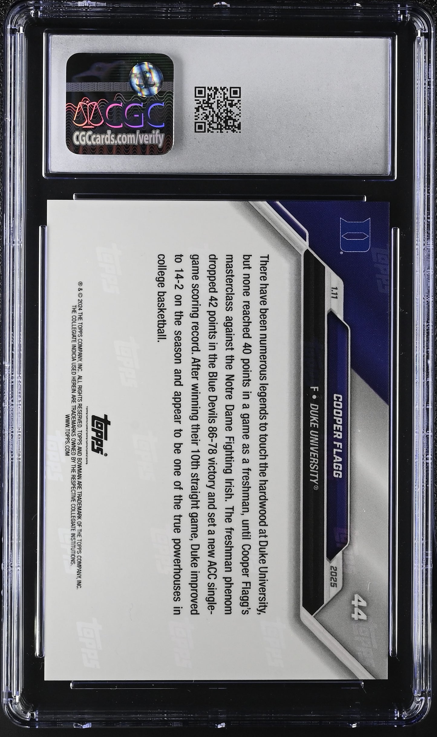 2024-25 Bowman U Now Cooper Flagg #44 CGC 9.5