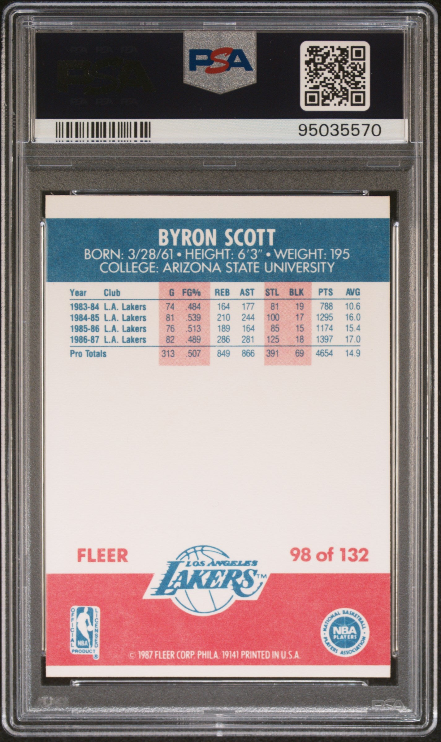 1987 Fleer Byron Scott #98 PSA 8
