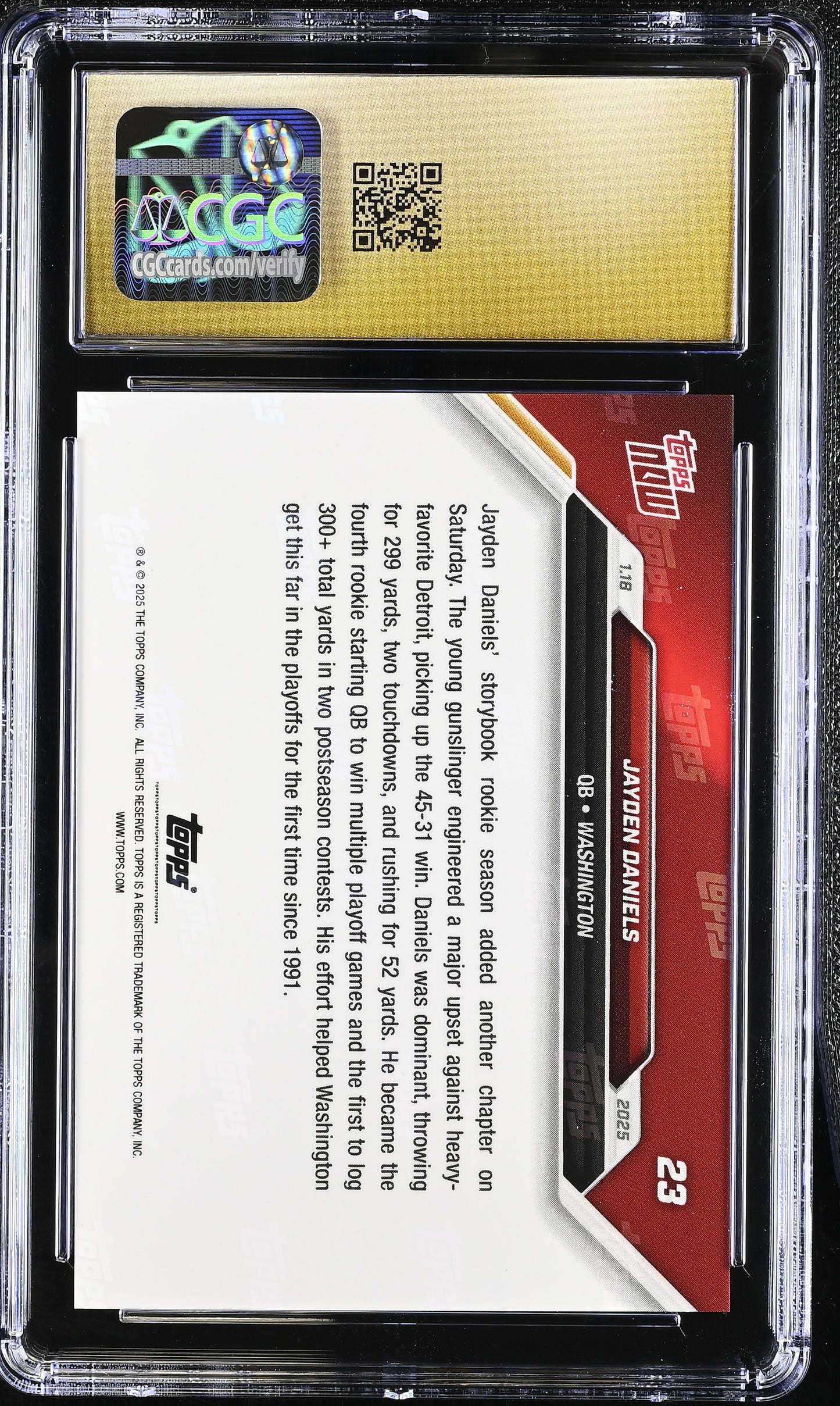 2025 Topps Now Jayden Daniels #23 CGC 10