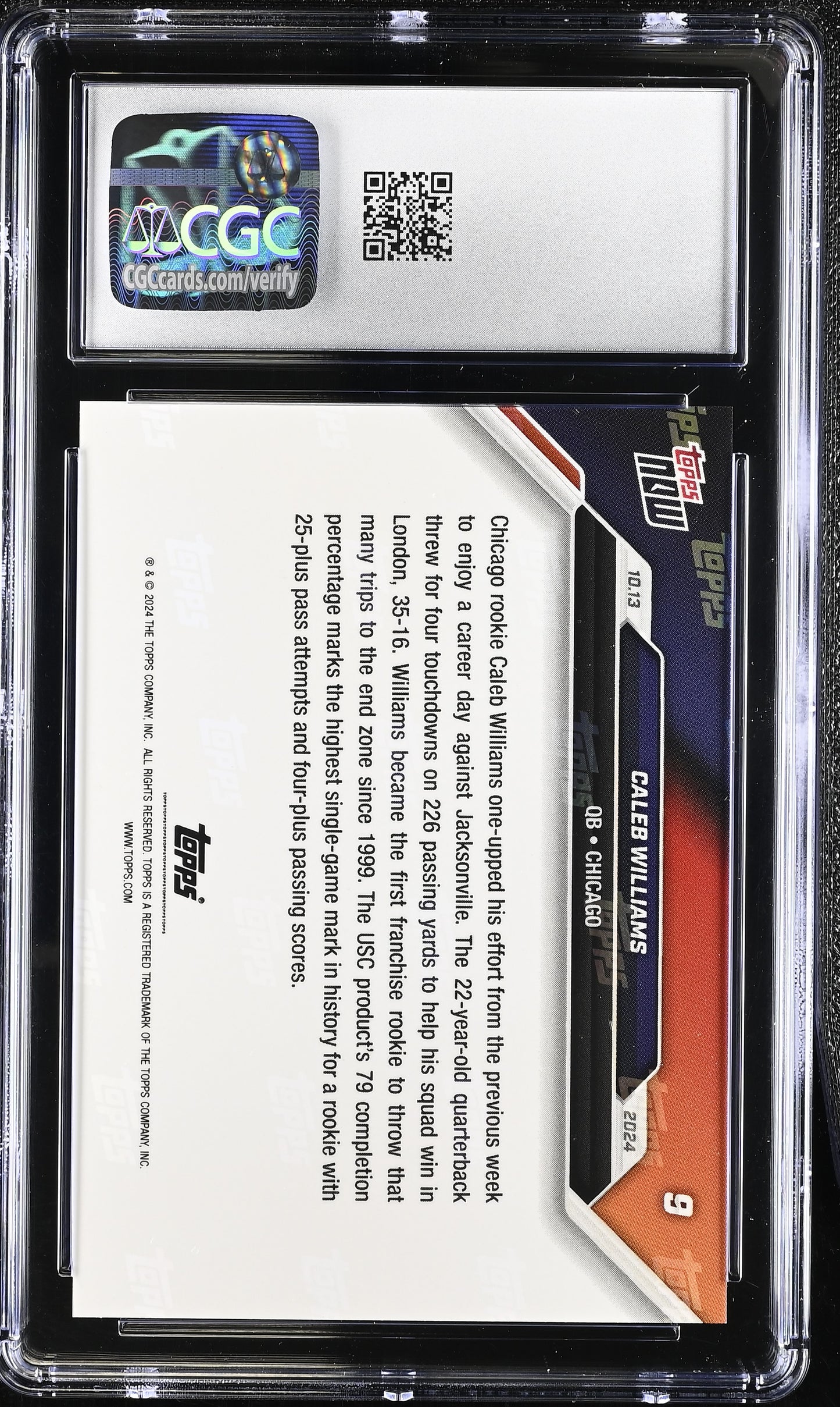 2024 Topps Now Caleb Williams #9 CGC 10