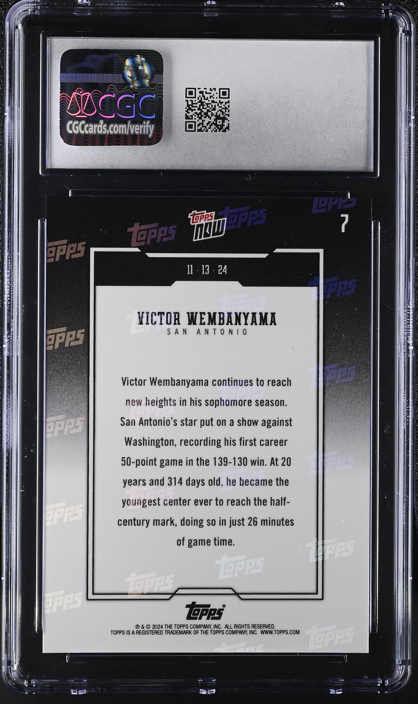 2024-25 Topps Now Victor Wembanyama #7 CGC 10