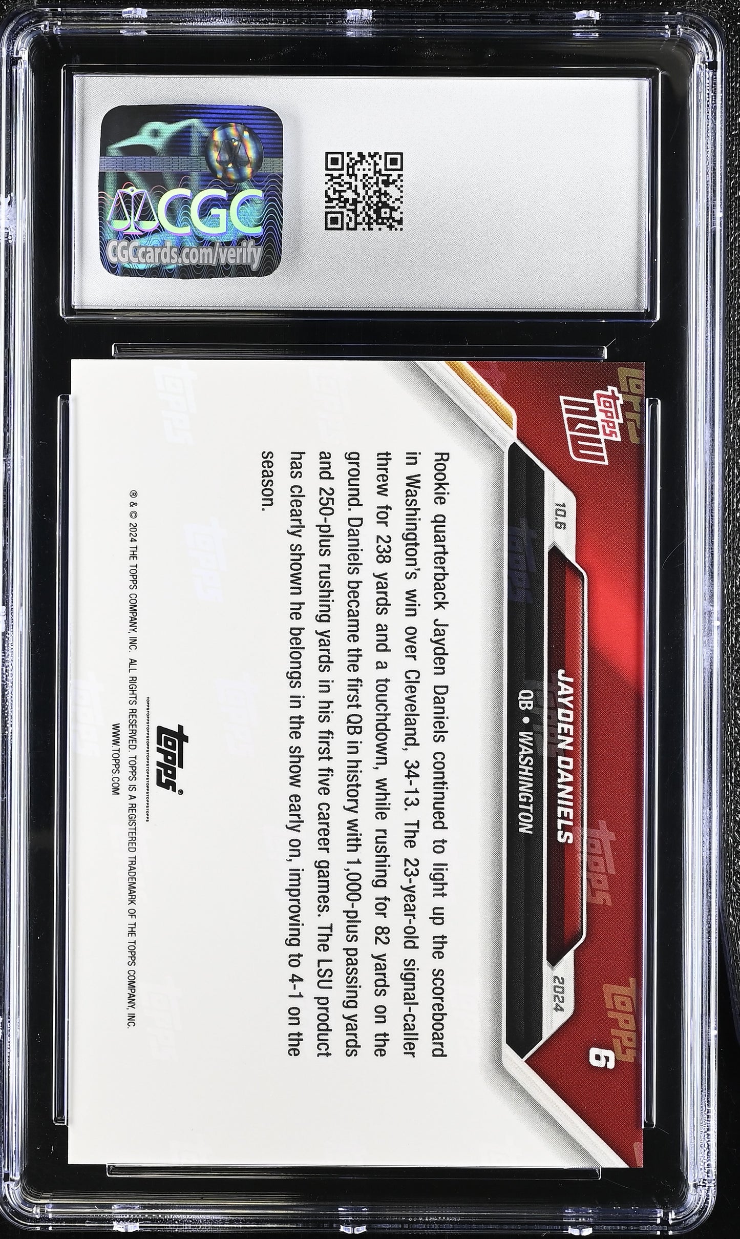2024 Topps Now Jayden Daniels #6 CGC 10