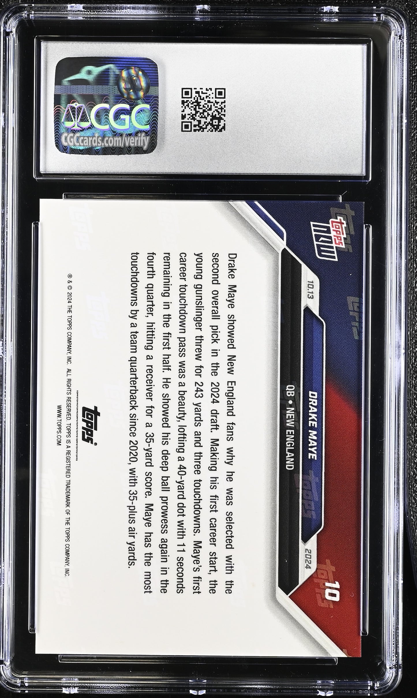 2024 Topps Now Drake Maye #10 CGC 10