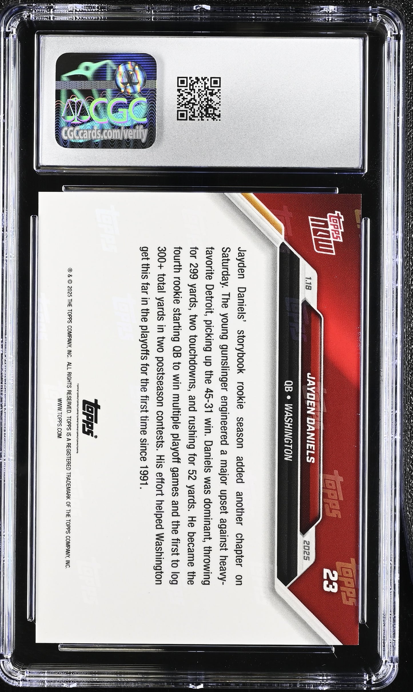 2025 Topps Now Jayden Daniels #23 CGC 10