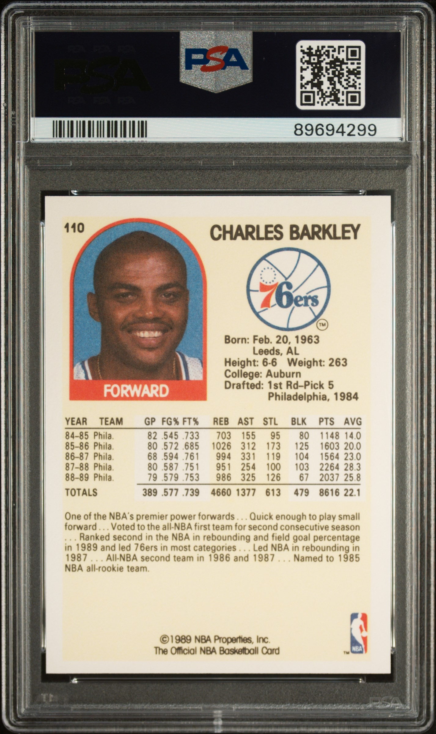 1989 Hoops Charles Barkley #110 PSA 9