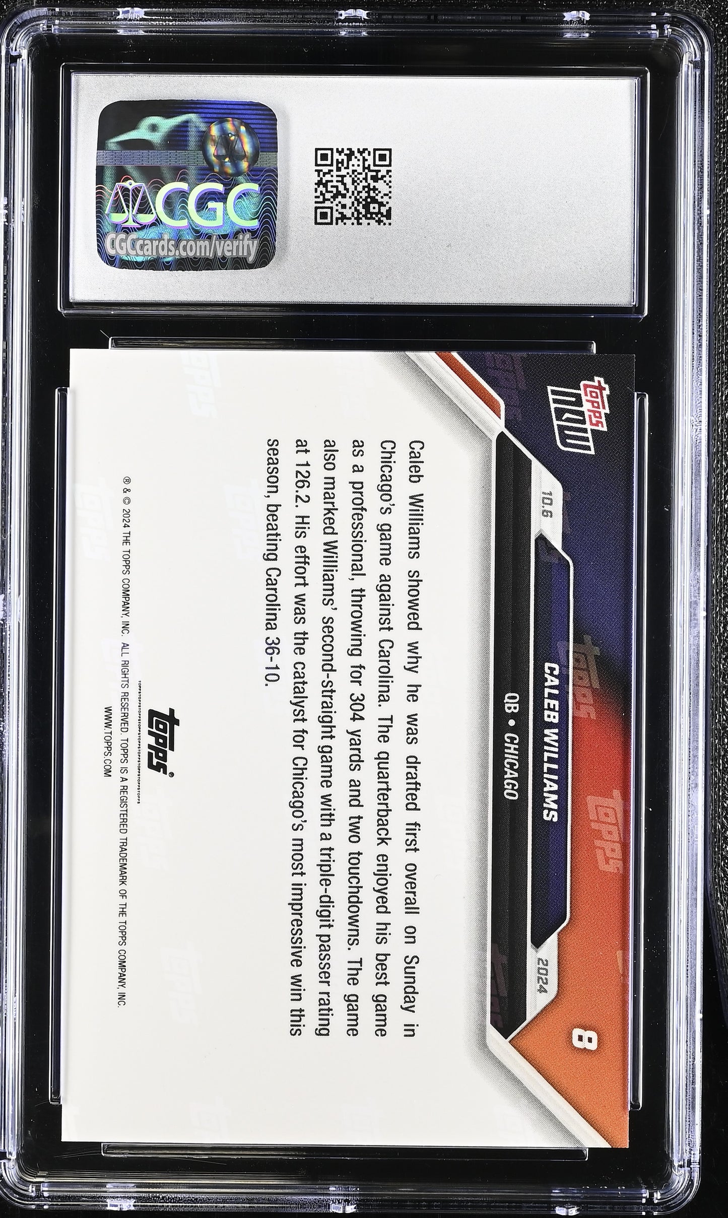 2024 Topps Now Caleb Williams #8 CGC 9