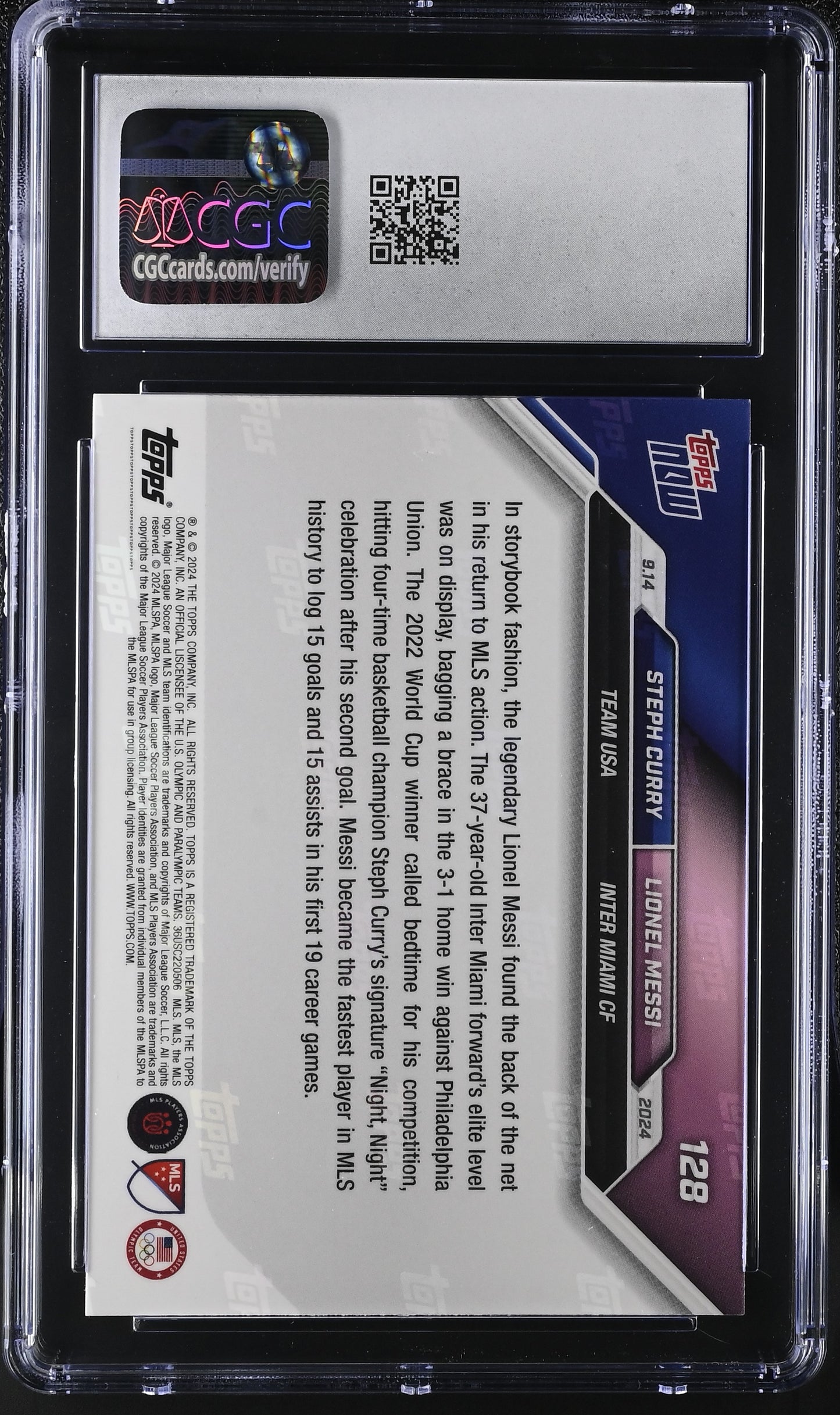 2024 Topps Now MLS Steph Curry/Lionel Messi #128 CGC 6