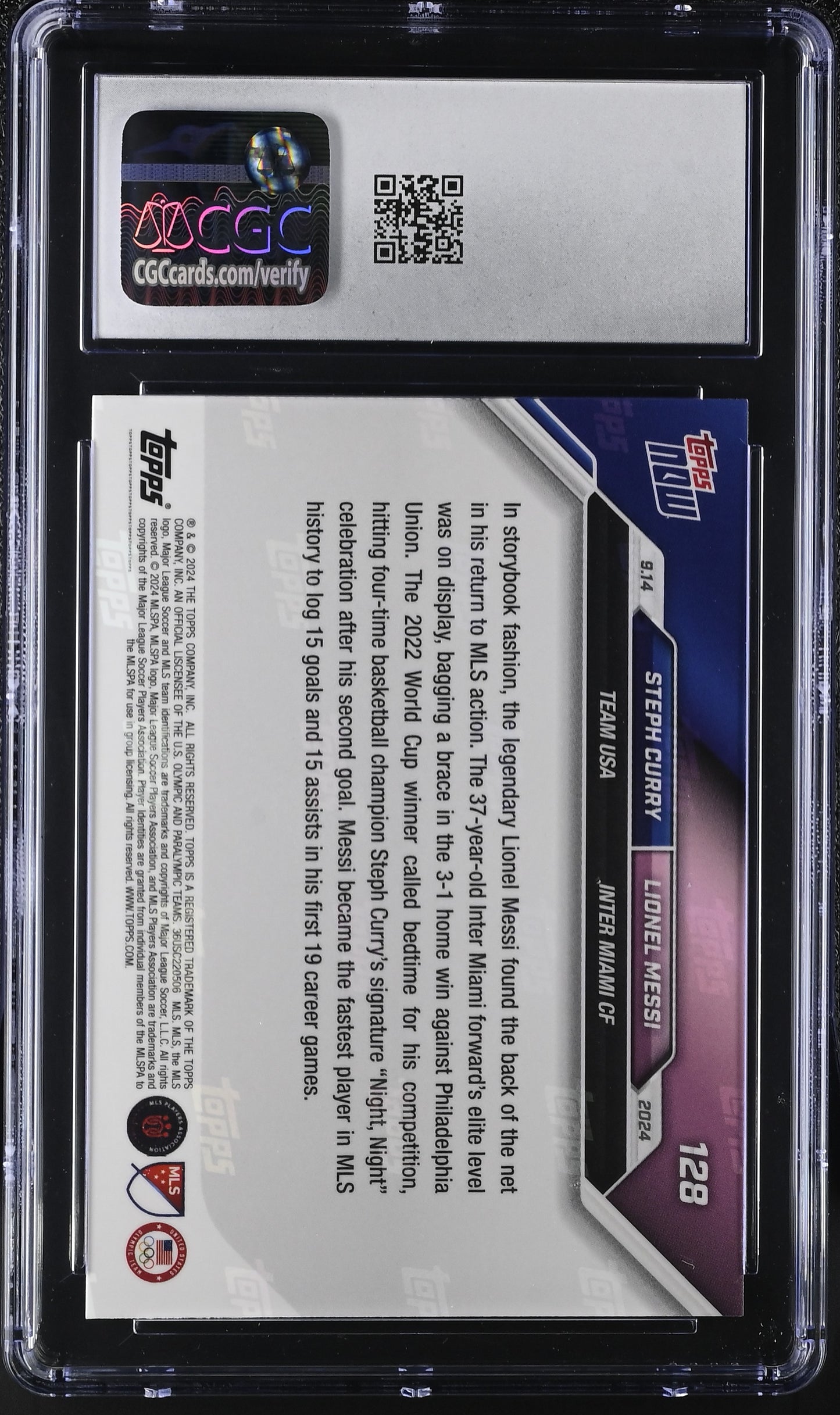 2024 Topps Now MLS Steph Curry/Lionel Messi #128 CGC 8