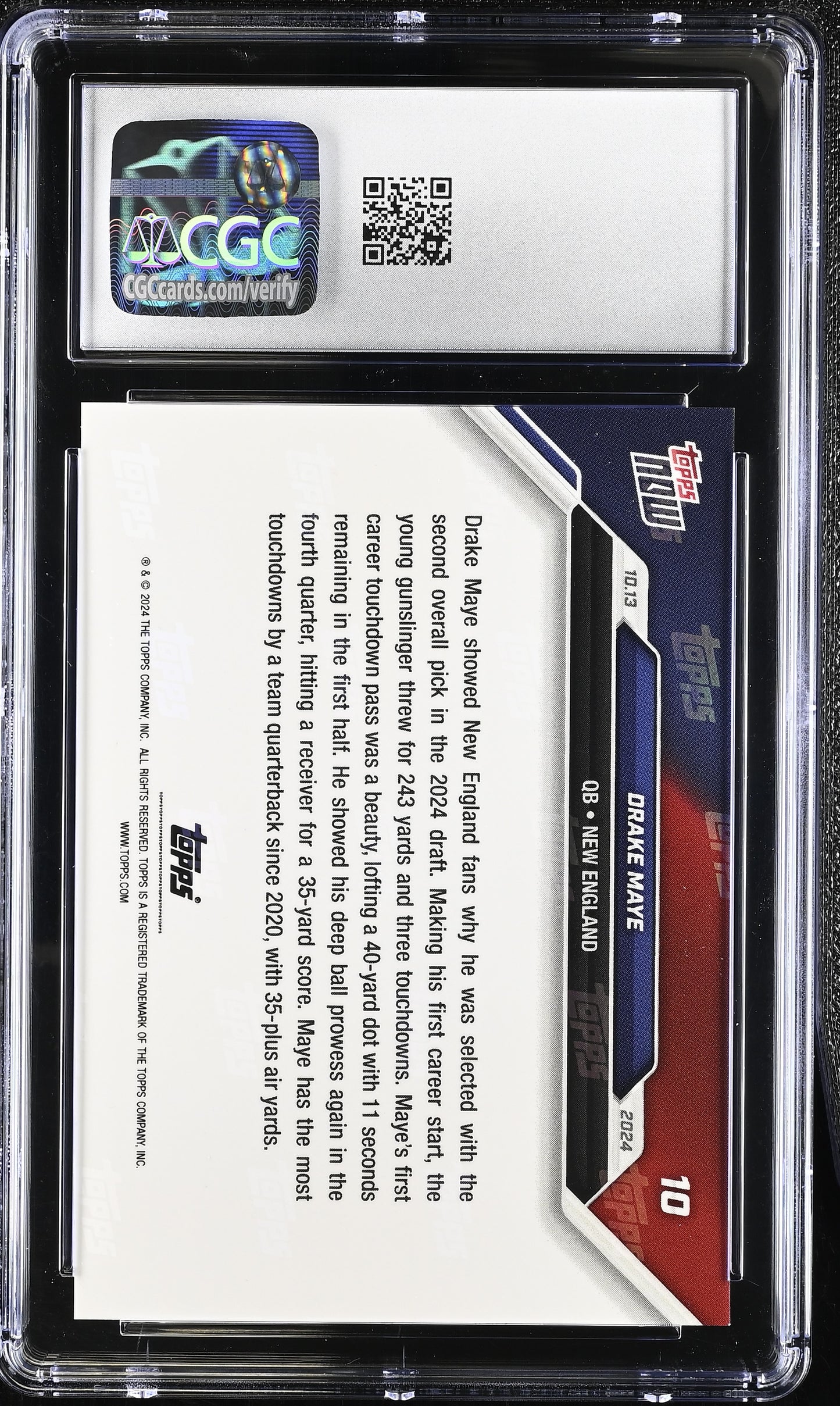 2024 Topps Now Drake Maye #10 CGC 10