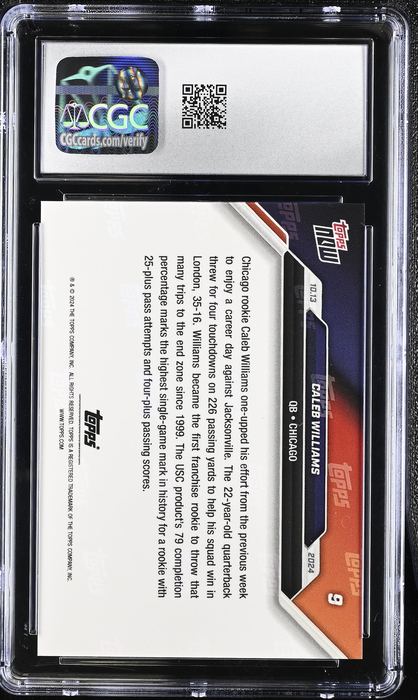 2024 Topps Now Caleb Williams #9 CGC 10