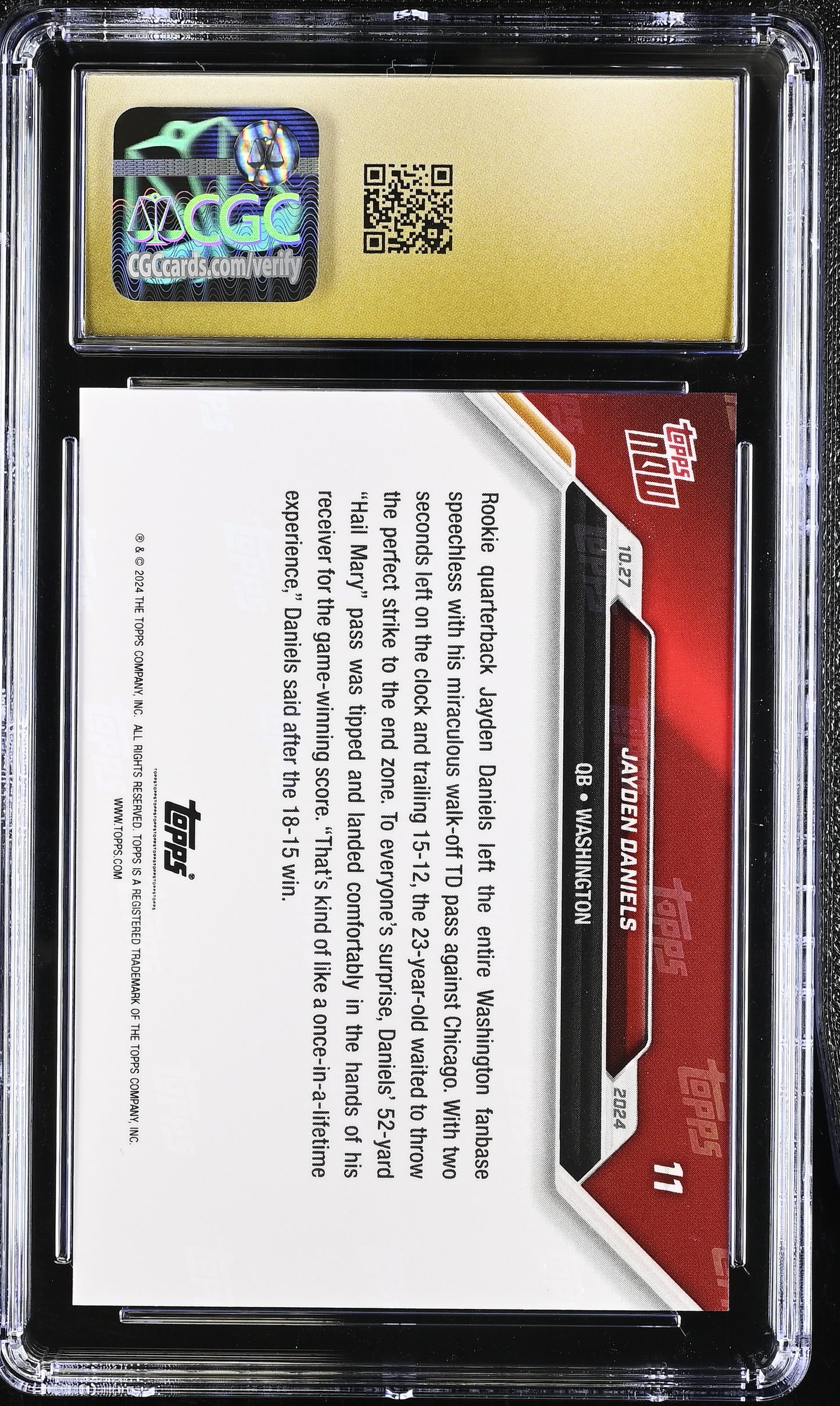 2024 Topps Now Jayden Daniels #11 CGC 10 Pristine Black Label