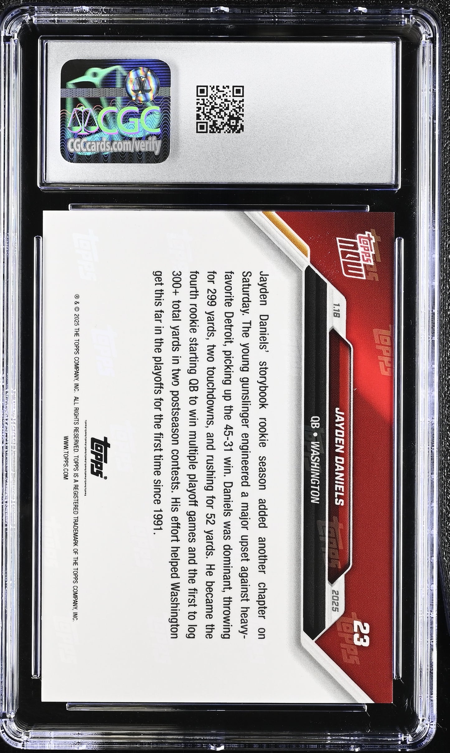 2025 Topps Now Jayden Daniels #23 CGC 9