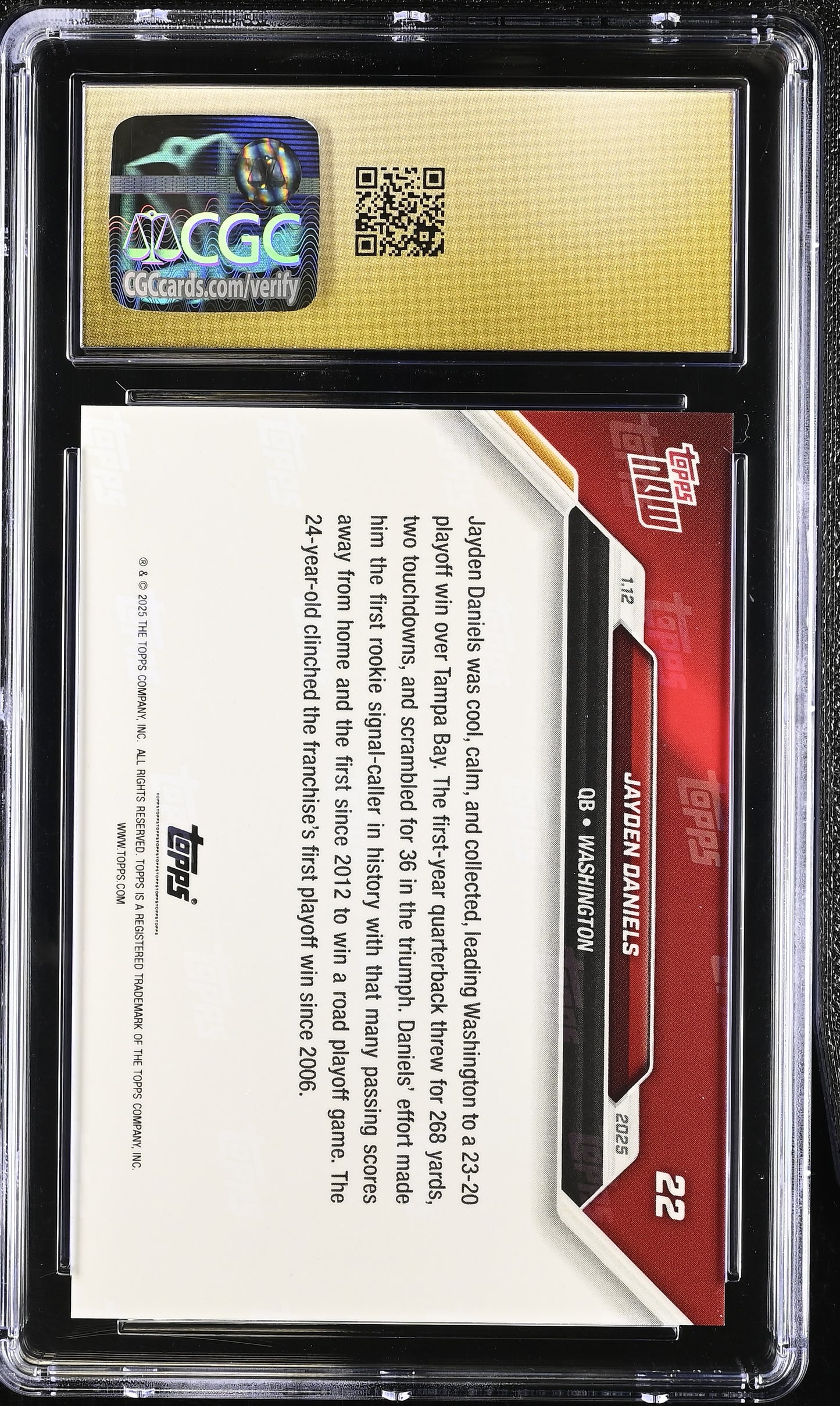 2024 Topps Now Jayden Daniels #22 CGC 10 Pristine Black Label