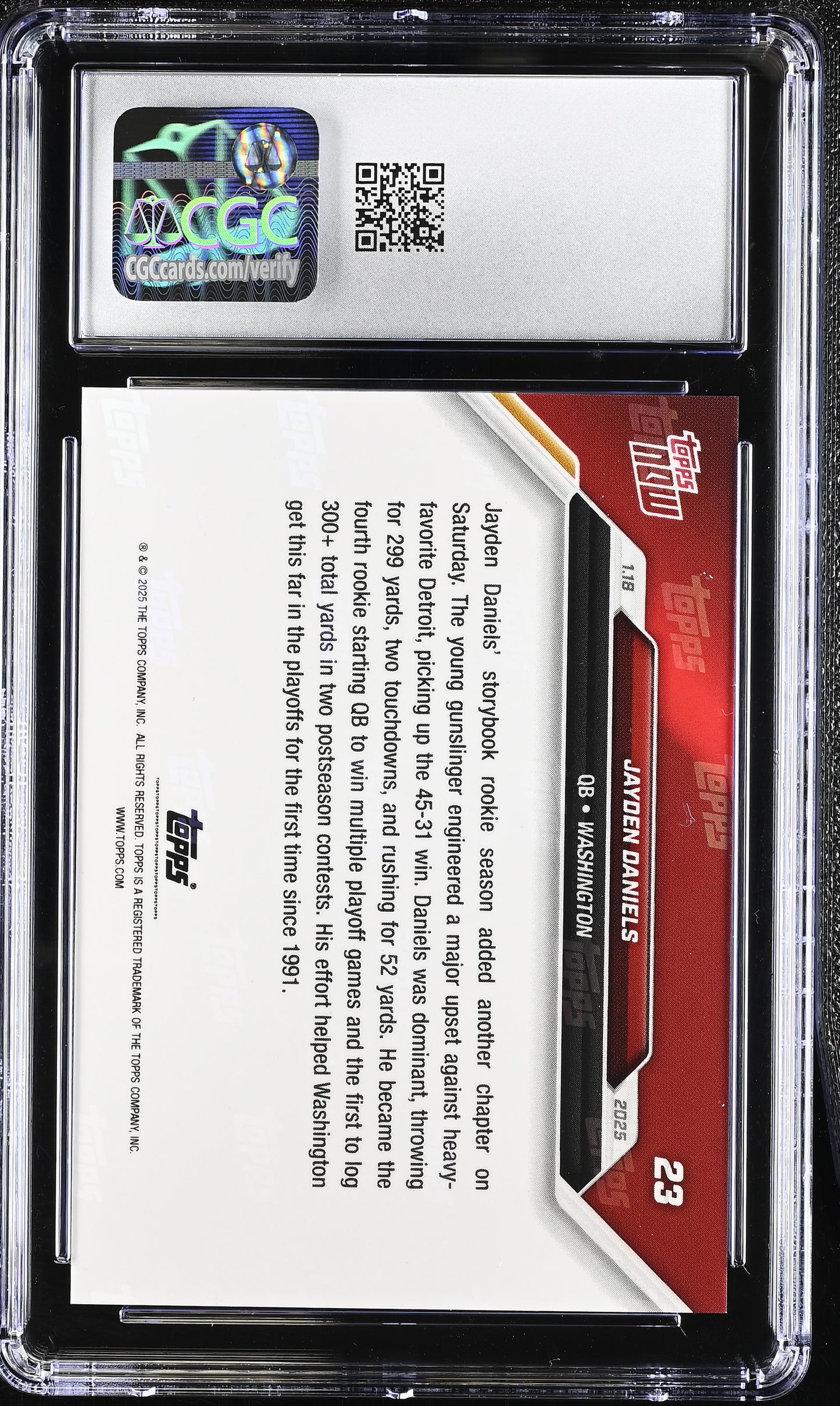2025 Topps Now Jayden Daniels #23 CGC 9