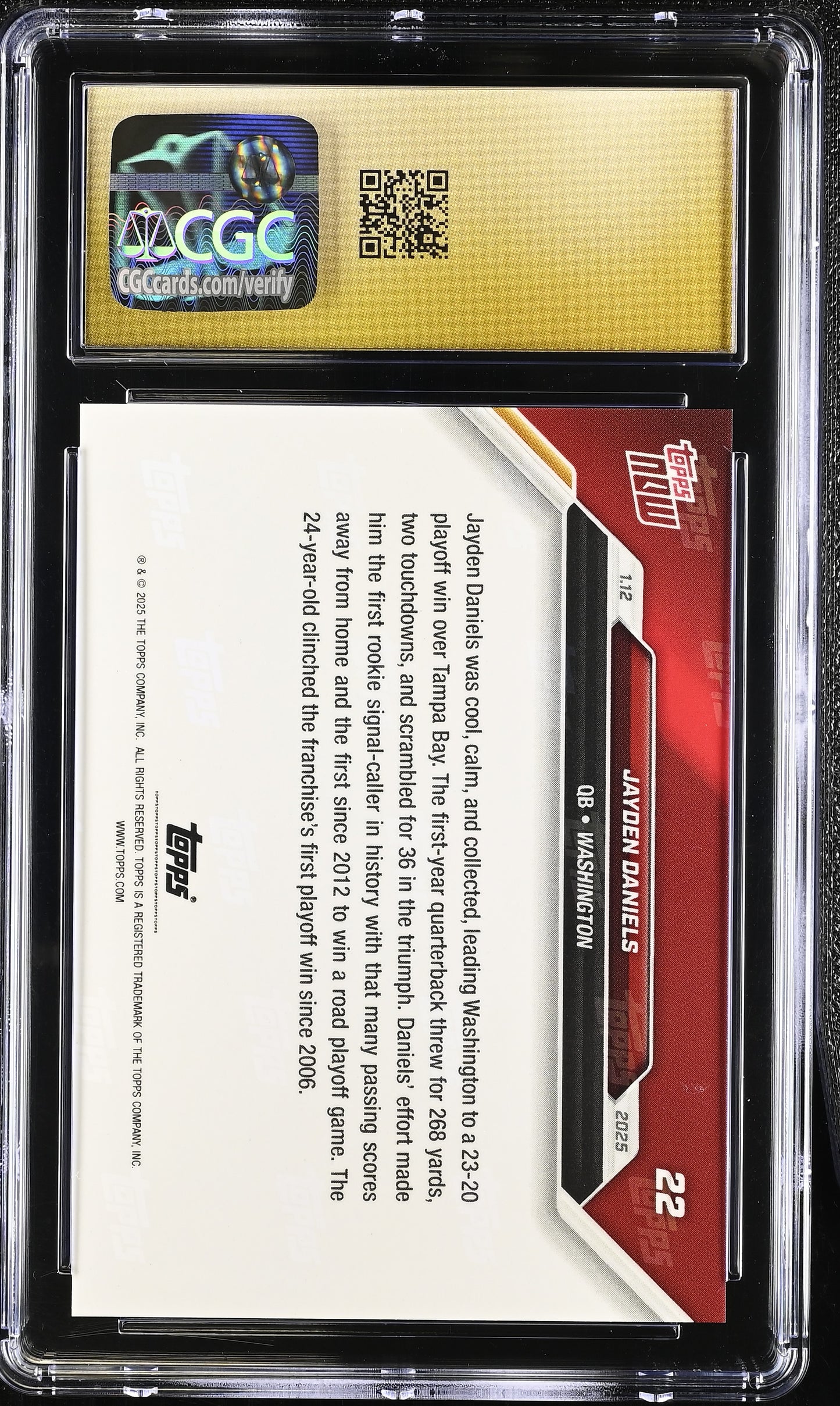 2024 Topps Now Jayden Daniels #22 CGC 10 Pristine Black Label