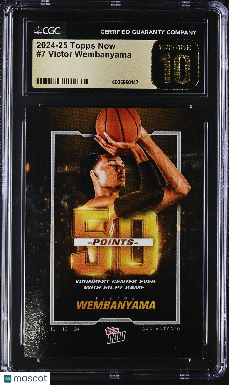 2024-25 Topps Now Victor Wembanyama #7 CGC Black Label Pristine 10