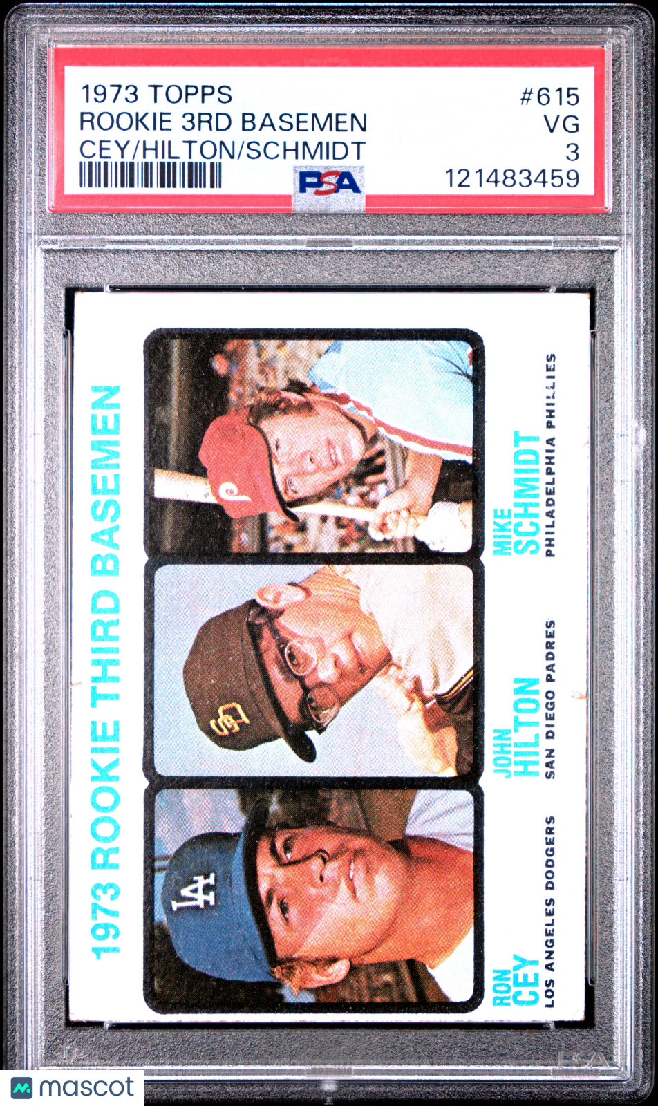 1973 Topps Rookie 3RD Basemen #615 Cey Hilton Schmidt PSA 3