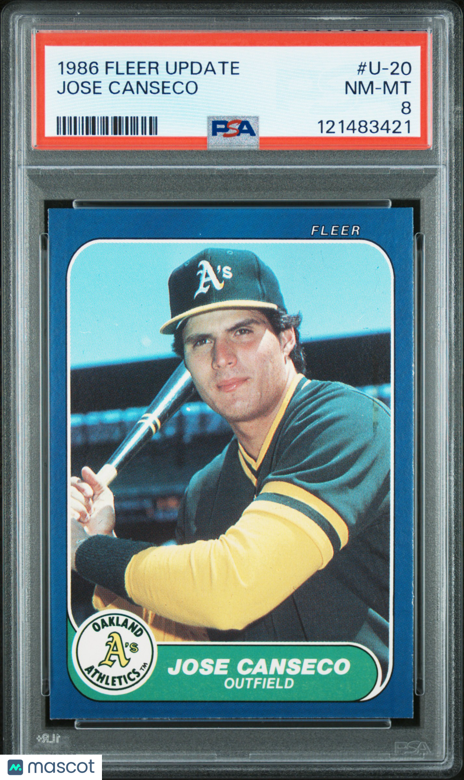 1986 Fleer Update Jose Canseco #U-20 PSA 8
