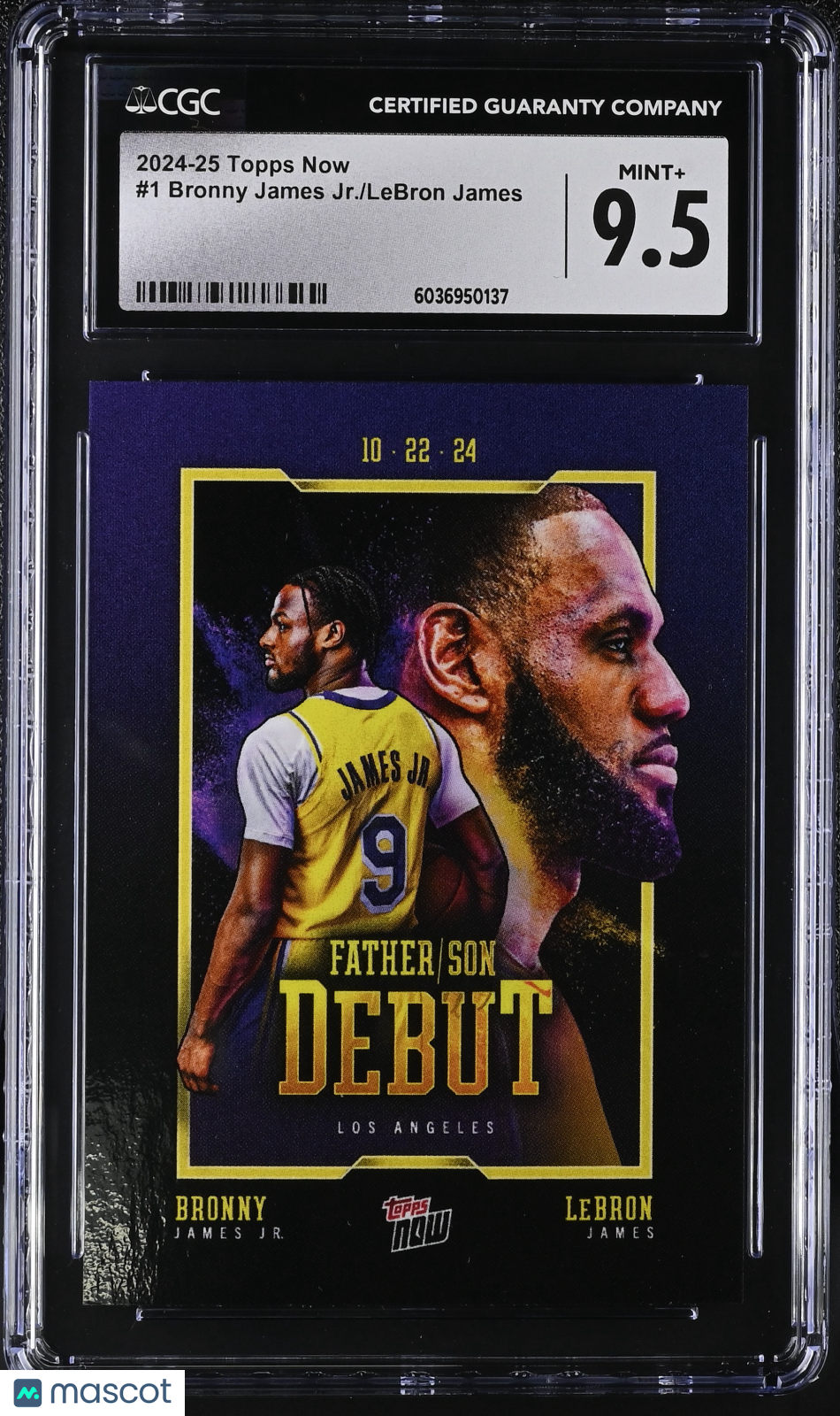 2024-25 Topps Now Bronny James Jr./LeBron James #1 CGC 9.5