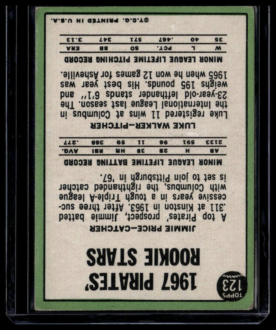 1967 Topps #123 Pirates 1967 Rookie Stars (Jim Price / Luke Walker) None