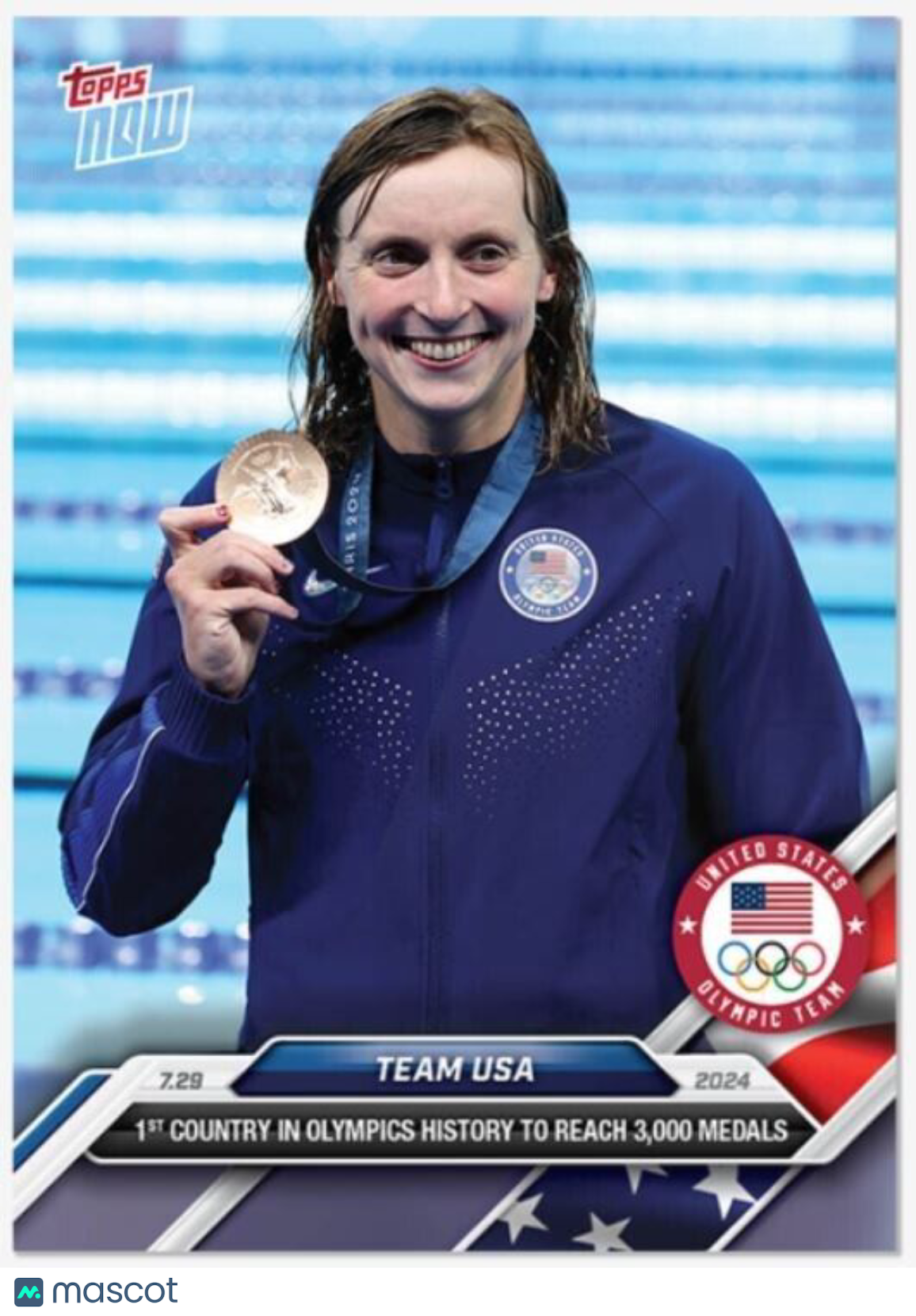 2024 Topps NOW Olympics Team USA 3000 Medals #6 Katie Ledecky