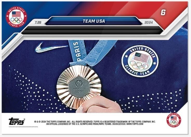 2024 Topps NOW Olympics Team USA 3000 Medals #6 Katie Ledecky