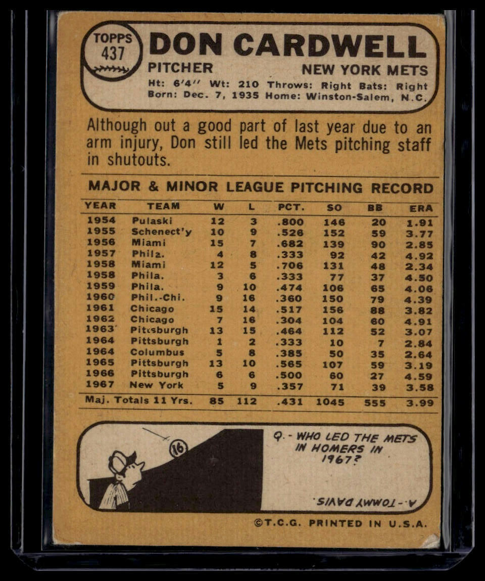 1968 Topps #437 Don Cardwell None