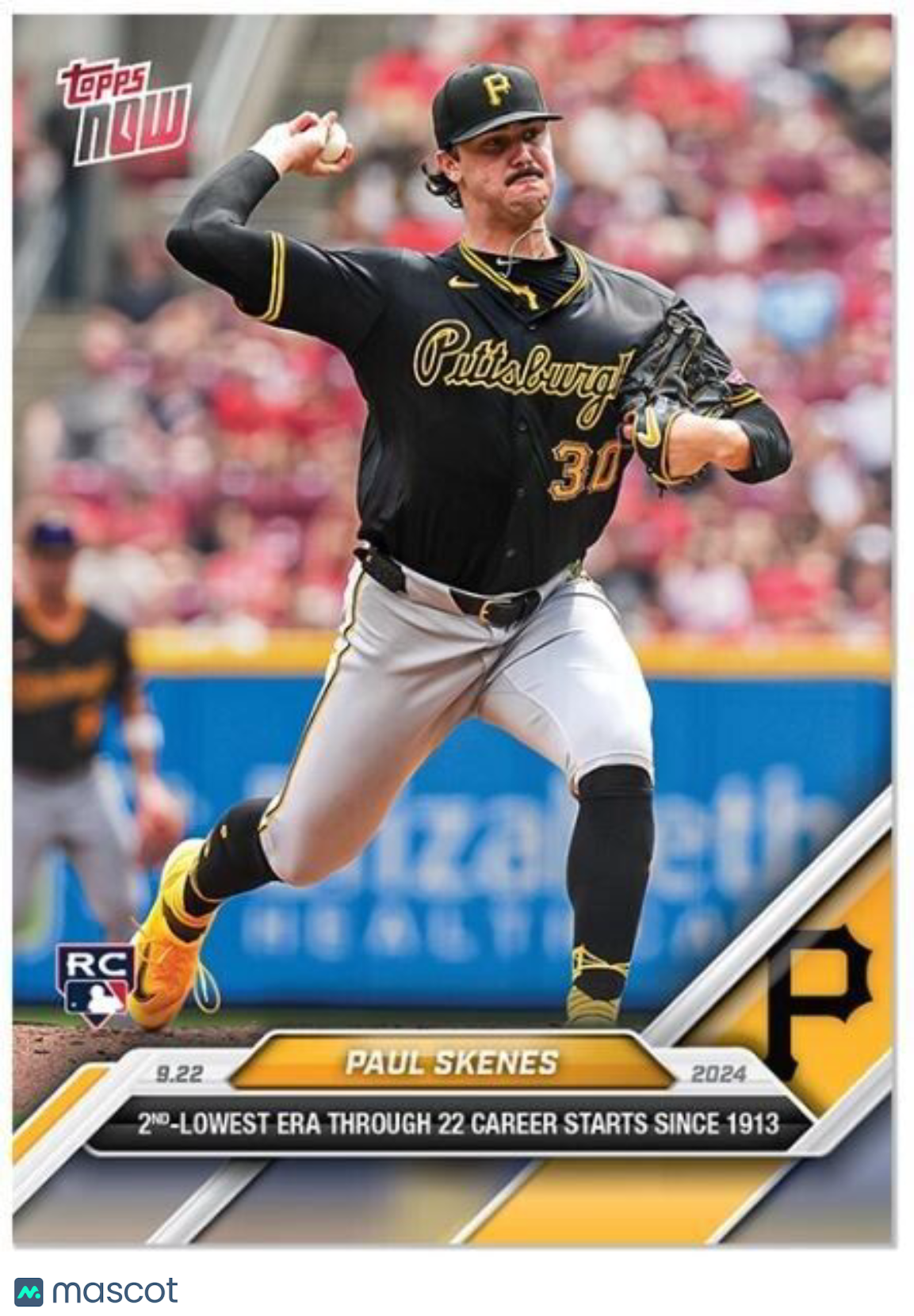 Paul Skenes 2nd Lowest ERA in 22 Starts Since 1913 2024 Topps Now Card #739