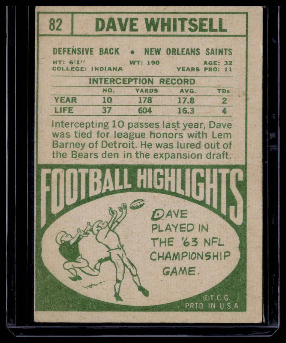1968 Topps #82 Dave Whitsell