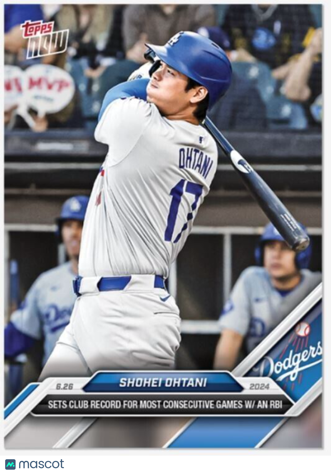 Shohei Ohtani 2024 Topps Now Card #351 Sets Los Angeles Dodgers Record for RBI's