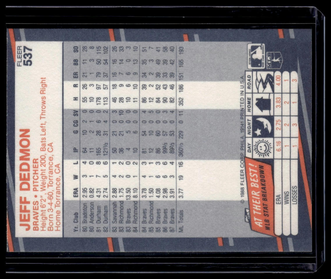 1988 Fleer #537 Jeff Dedmon
