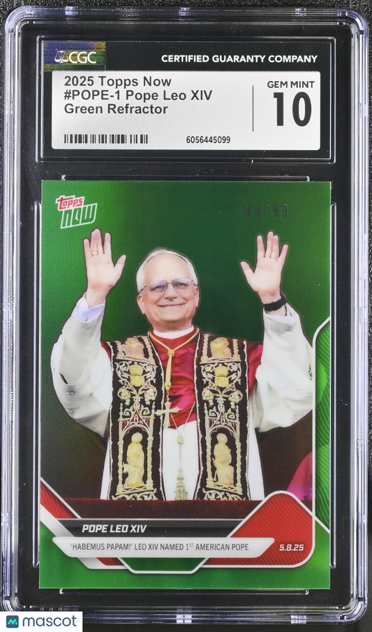 2025 Topps Now 1st American Pope #POPE-1 Pope Leo XIV Green Refractor SP /99