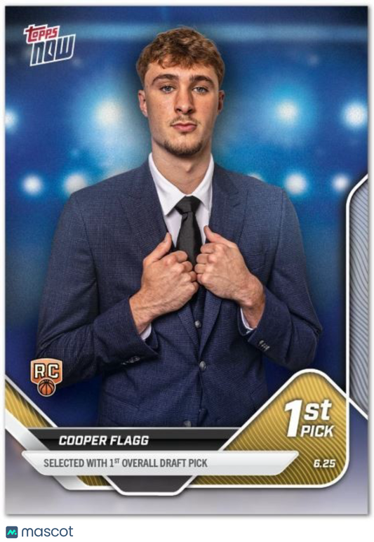 2025 Topps Now Basketball Draft 1 Overall Pick D1 Cooper Flagg RC Rookie