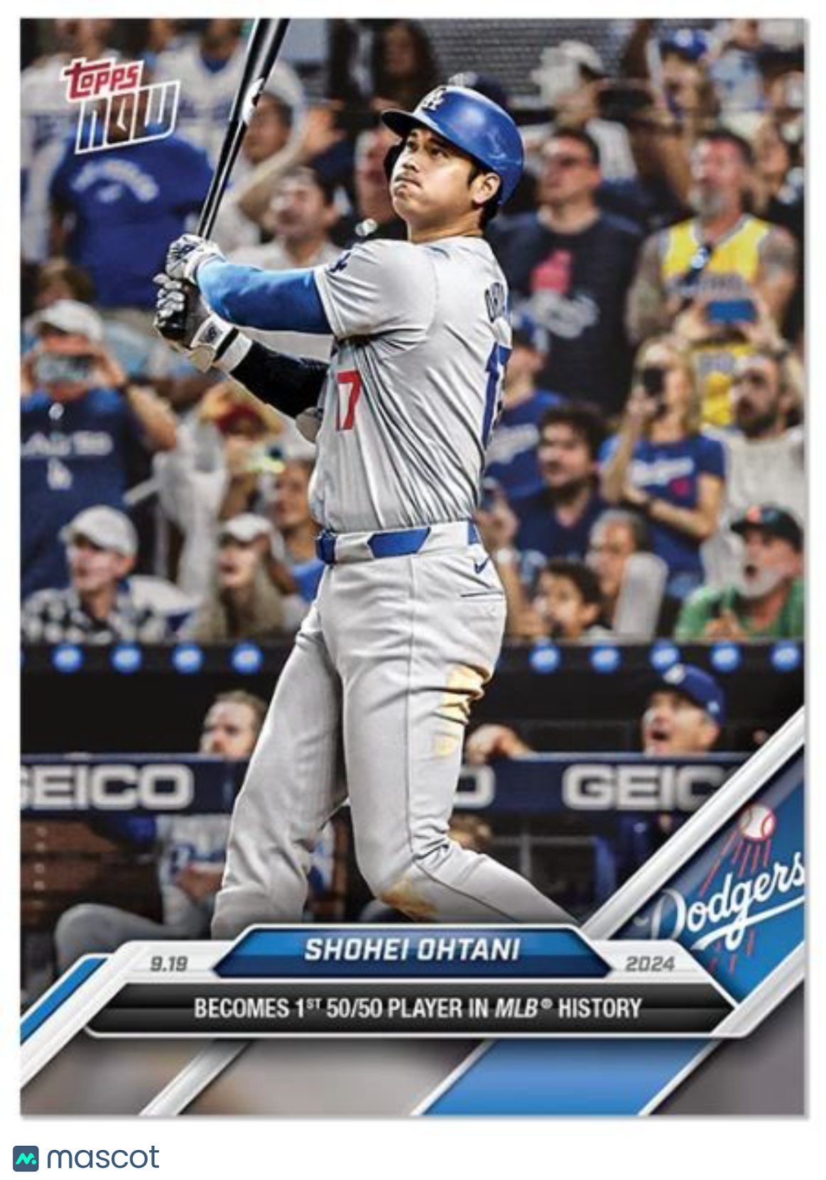 Shohei Ohtani 50/50 Card- 2024 MLB TOPPS NOW® Card #722 Record Dodgers