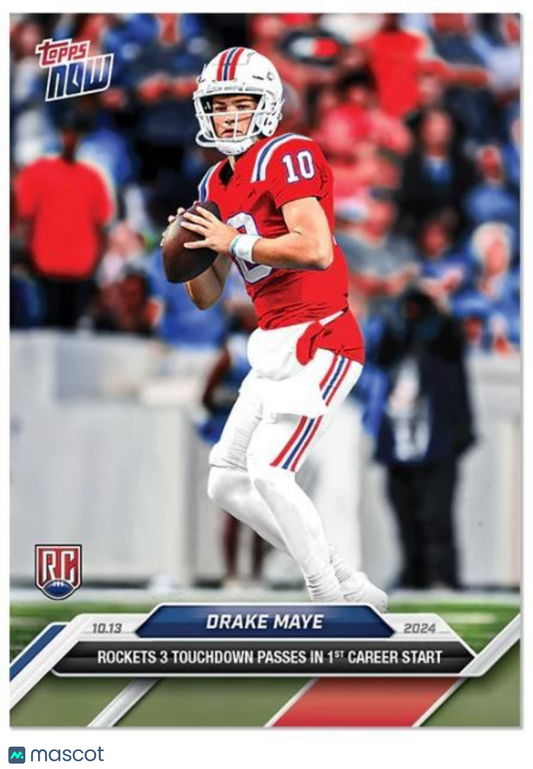 2024 Topps Now Drake Maye Card #10 RC 3 TD 1st Career Start Debut Patriots