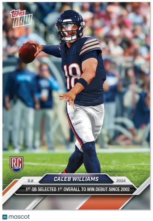 2024 Topps Now Card Caleb Williams 1st Overall Debut Win Card #2 RC Rookie Bears