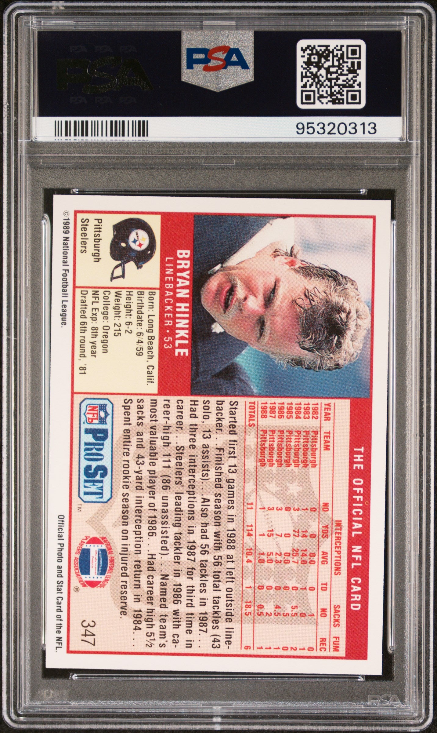 1989 Pro Set Bryan Hinkle #347 PSA 9
