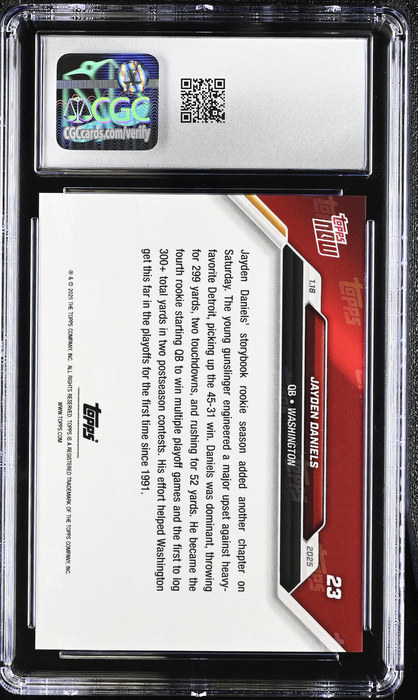 2025 Topps Now Jayden Daniels #23 CGC 9